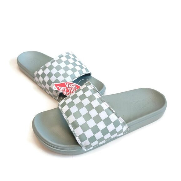 VANS Mens Size 8 La Costa Slide On Sandal Shower Slide Gray Green Checkerboard - Picture 4 of 8